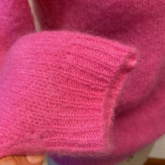 NWT Bianco & Blu Luxury Yarn Kid Mohair Knit Pink Sweater ❤️ - Picture 4 of 6